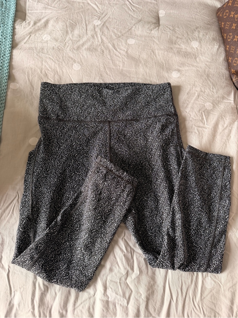 Athleta Black and White Speckled High-Waist Active Leggings